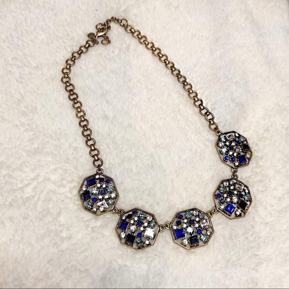 J. Crew Blue Jeweled Statement Necklace - Picture 1 of 3